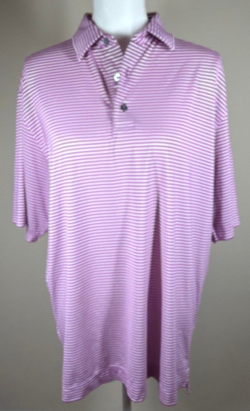 FootJoy Purple and White Striped Polo Size L